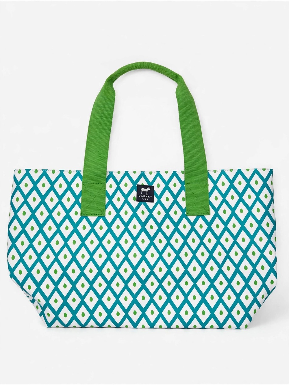 Dabney Lee Teal and Green Diamond-Print Canvas Tote